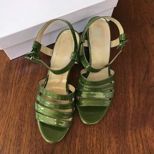 Maryam Nassir Zadeh Palma Sandals in Olive Sparkle